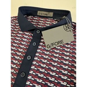 NWT G/Fore G4 Brick Stripe Tech Pique Cabernet Navy Golf Polo Shirt XXL $120